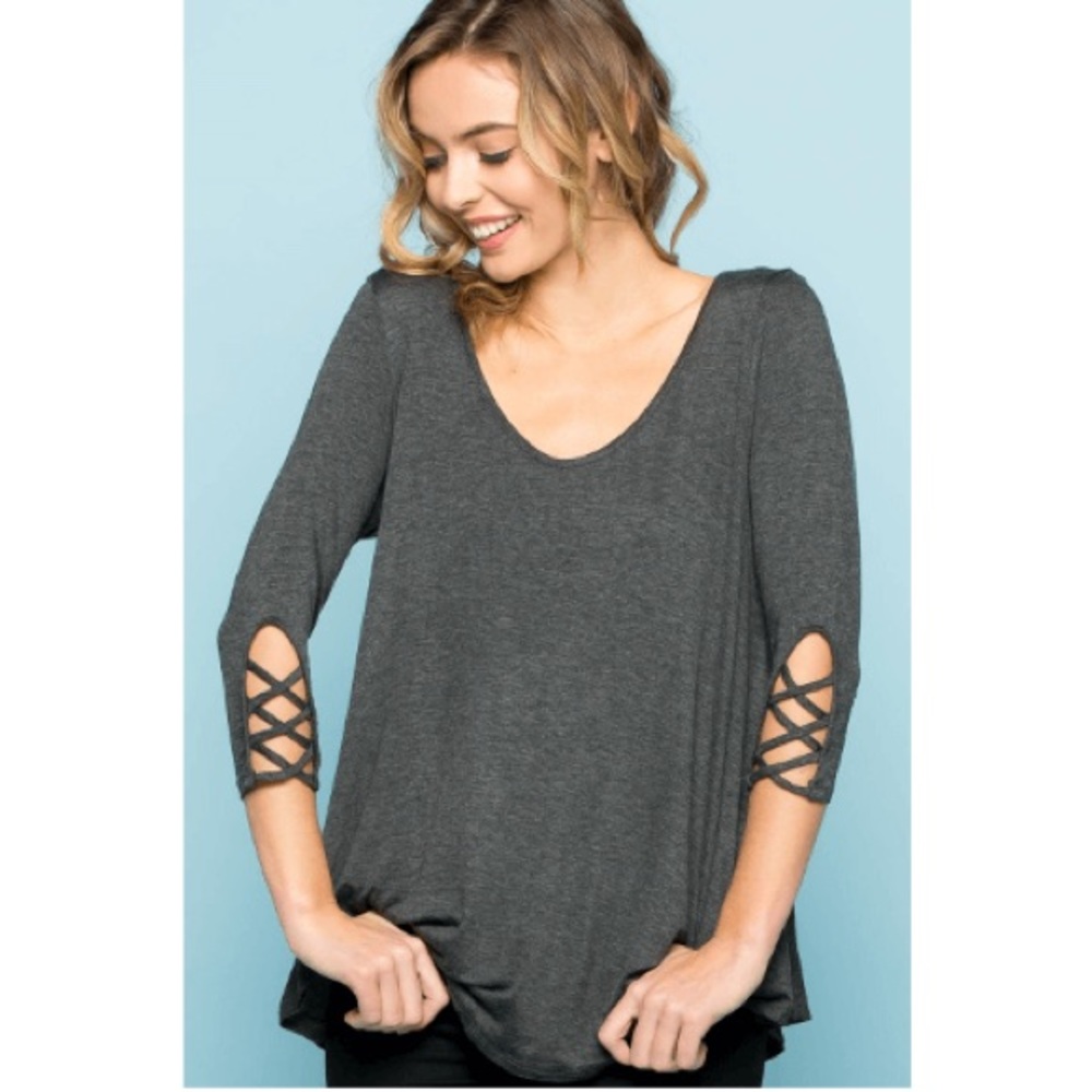 Cross Cross Sleeves Tunic Top V Neck